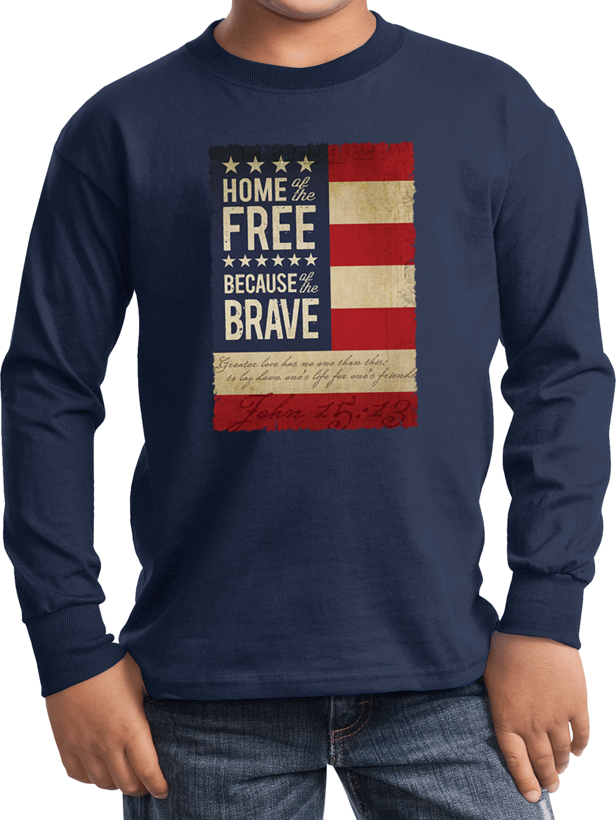 Buy Cool Shirts Kids USA T-shirt Home of the Brave Youth Long